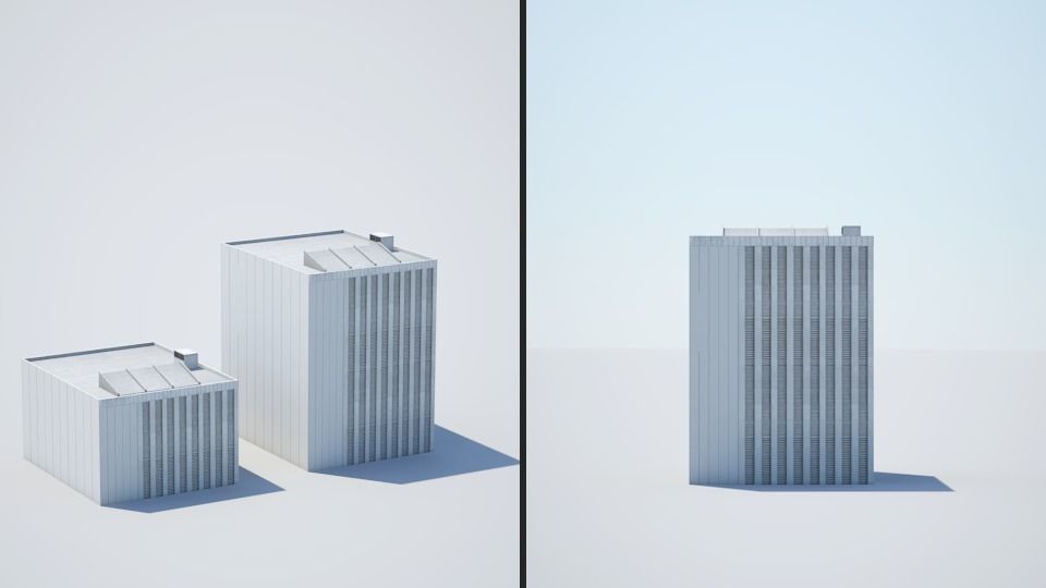 Low poly city with tall buildings Low-poly 3D model_113