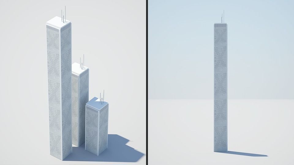 Low poly city with tall buildings Low-poly 3D model_56