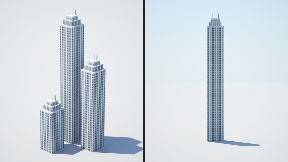 Low poly city with tall buildings Low-poly 3D model_80