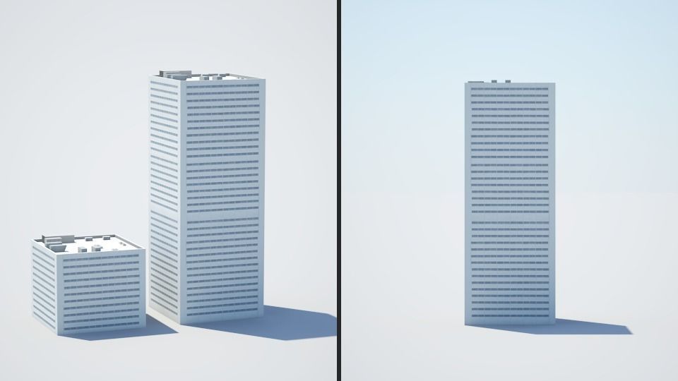 Low poly city with tall buildings Low-poly 3D model_128