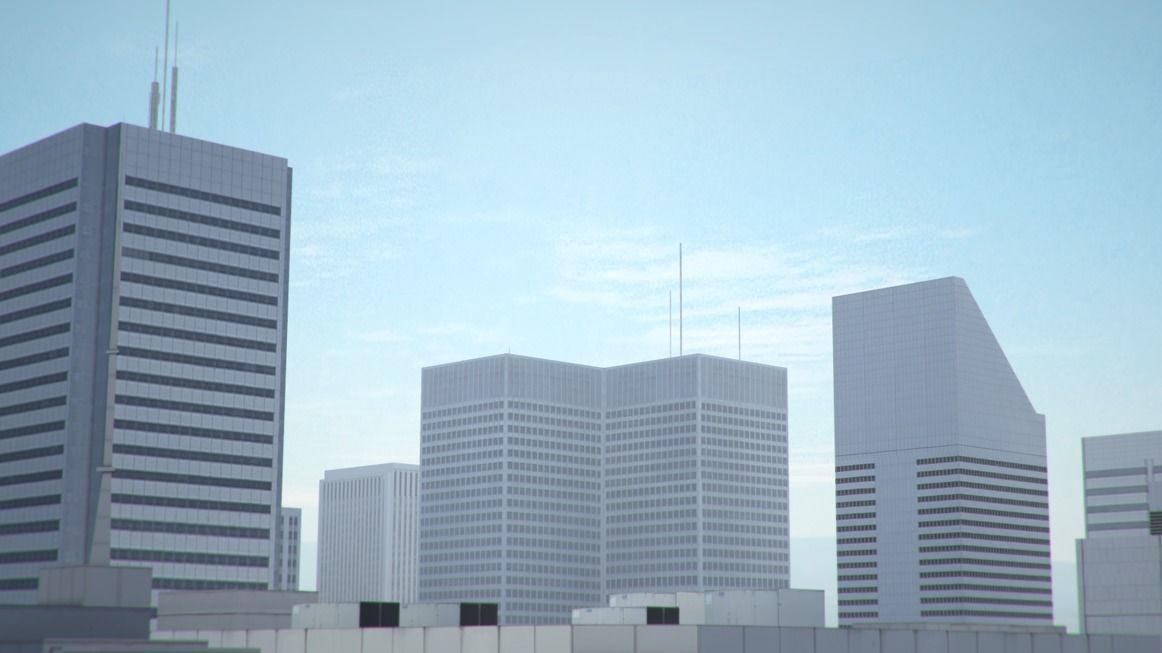 Low poly city with tall buildings Low-poly 3D model_18