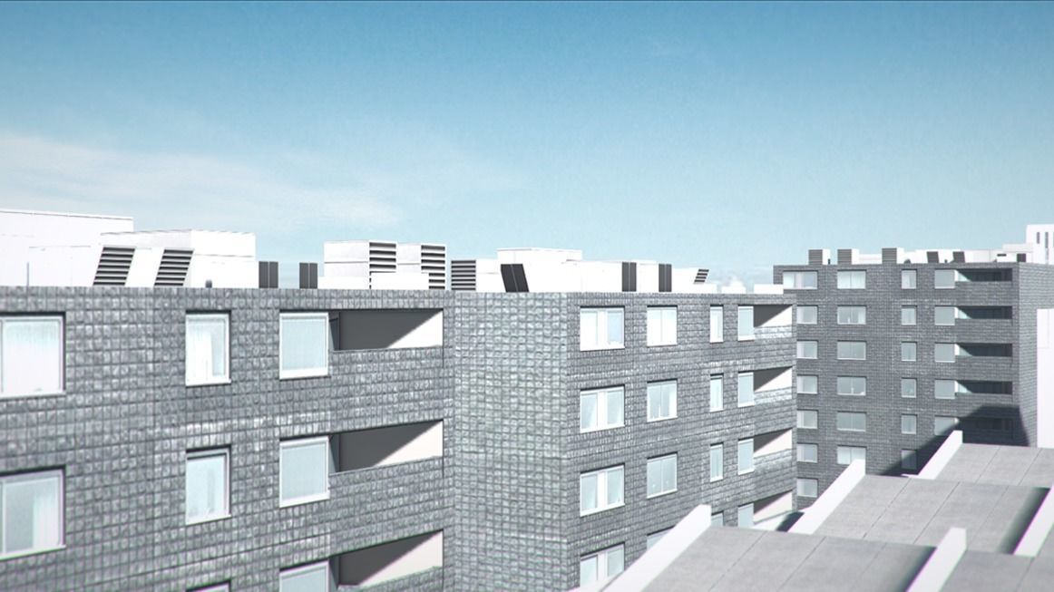 Low poly city with tall buildings Low-poly 3D model_9