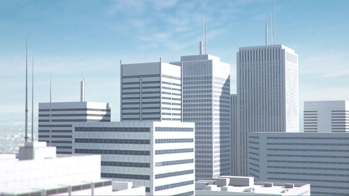 Low poly city with tall buildings Low-poly 3D model_5