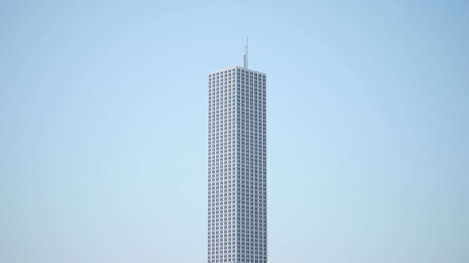 Low poly city with tall buildings Low-poly 3D model_135