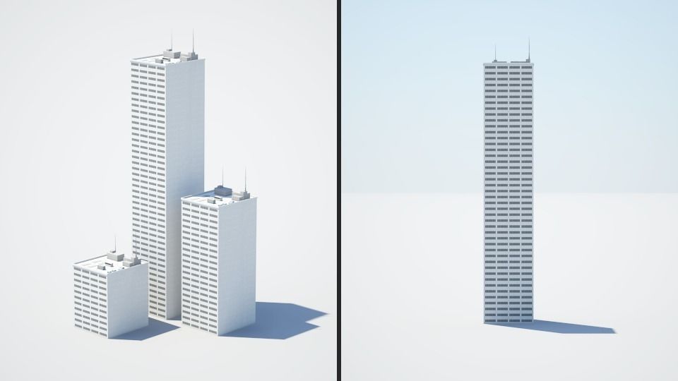 Low poly city with tall buildings Low-poly 3D model_122