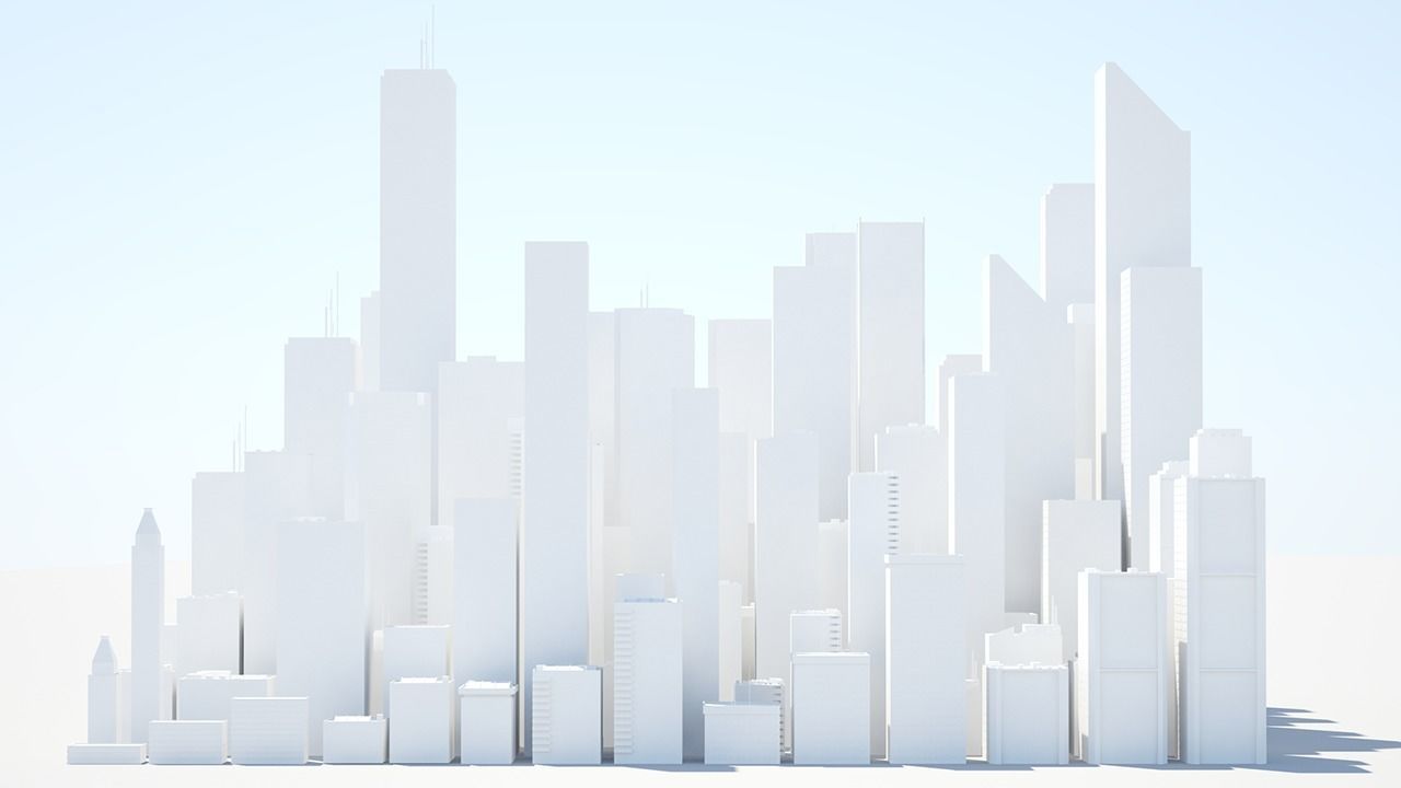 Low poly city with tall buildings Low-poly 3D model_41