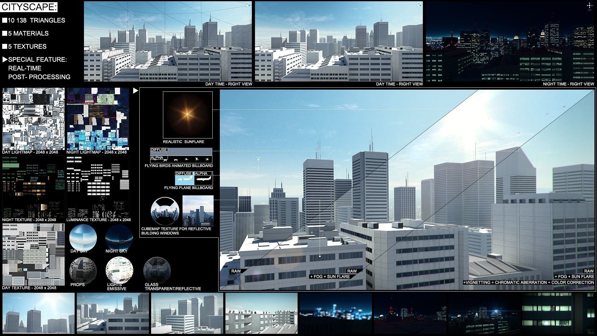 Low poly city with tall buildings Low-poly 3D model_3