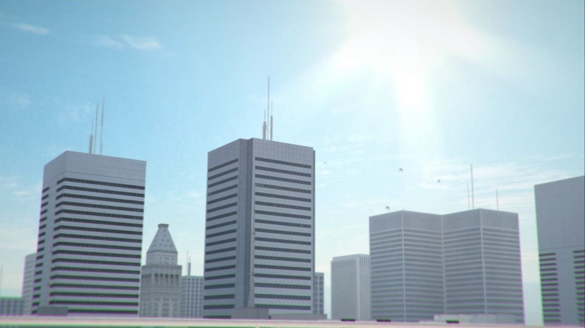 Low poly city with tall buildings Low-poly 3D model_20