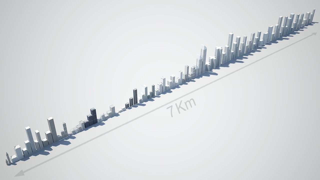 Low poly city with tall buildings Low-poly 3D model_39