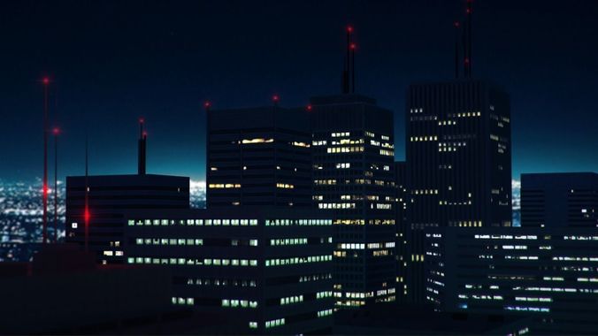 Low poly city with tall buildings Low-poly 3D model 6