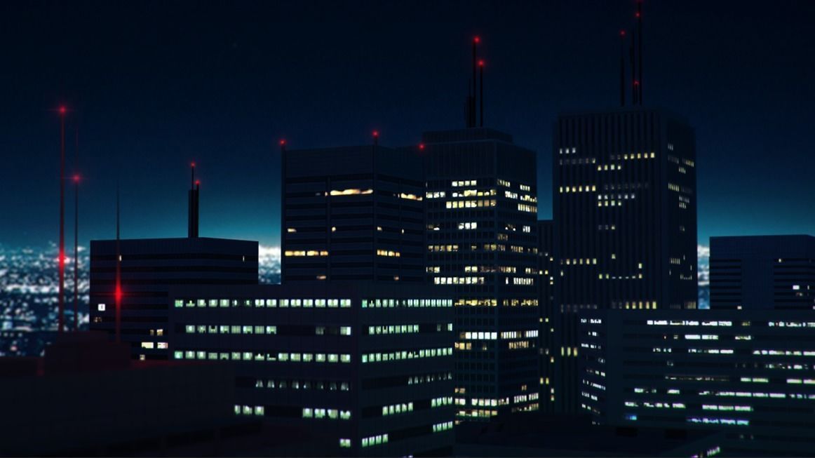 Low poly city with tall buildings Low-poly 3D model_6