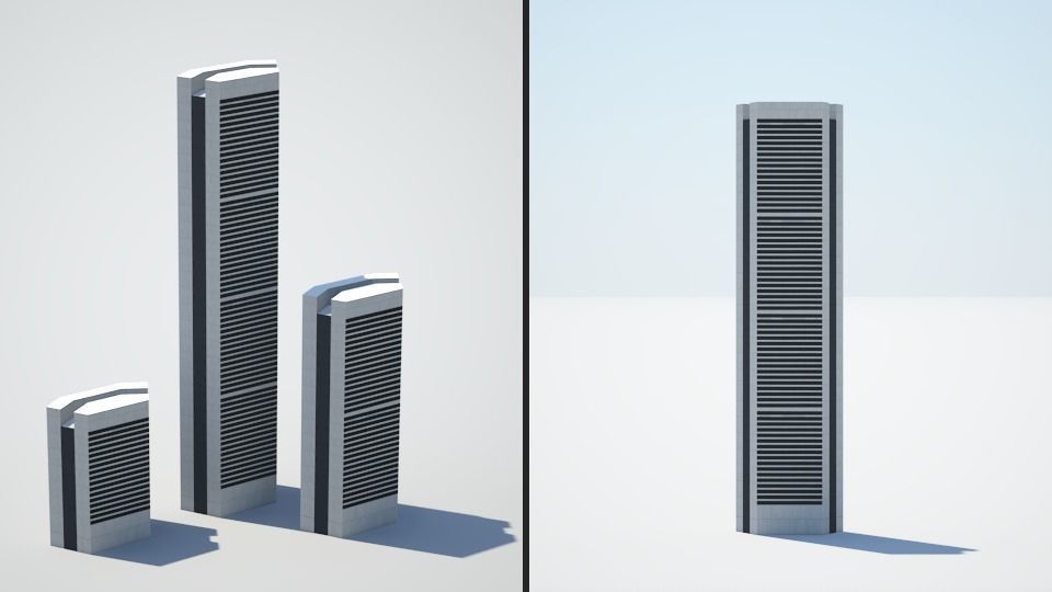 Low poly city with tall buildings Low-poly 3D model_89