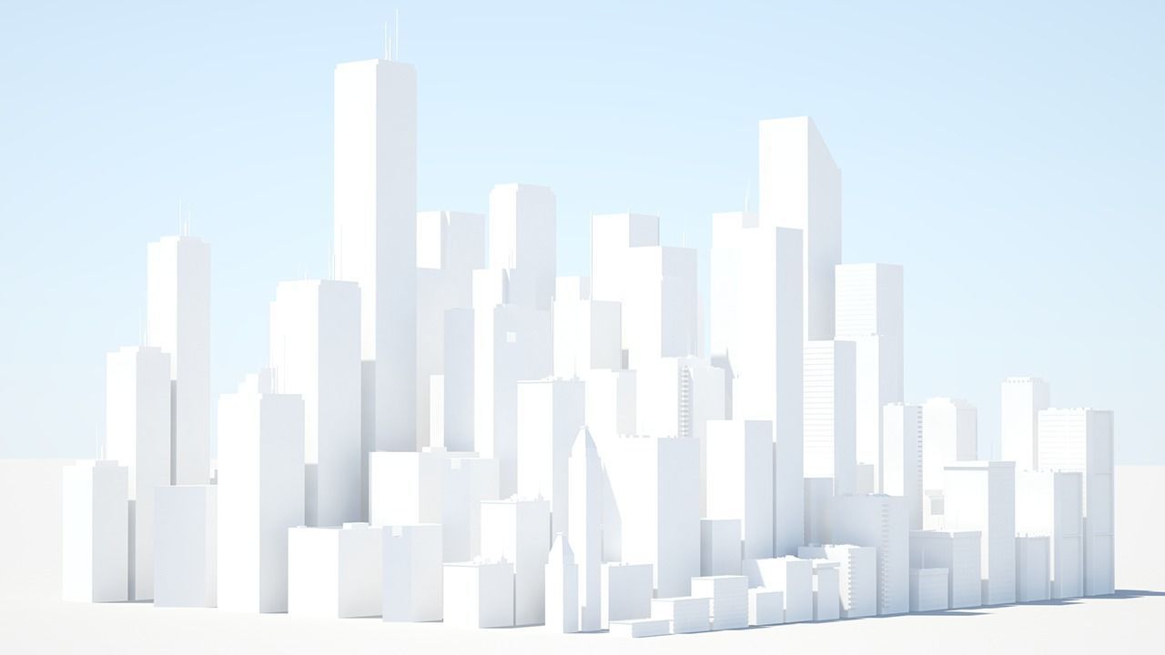 Low poly city with tall buildings Low-poly 3D model_23