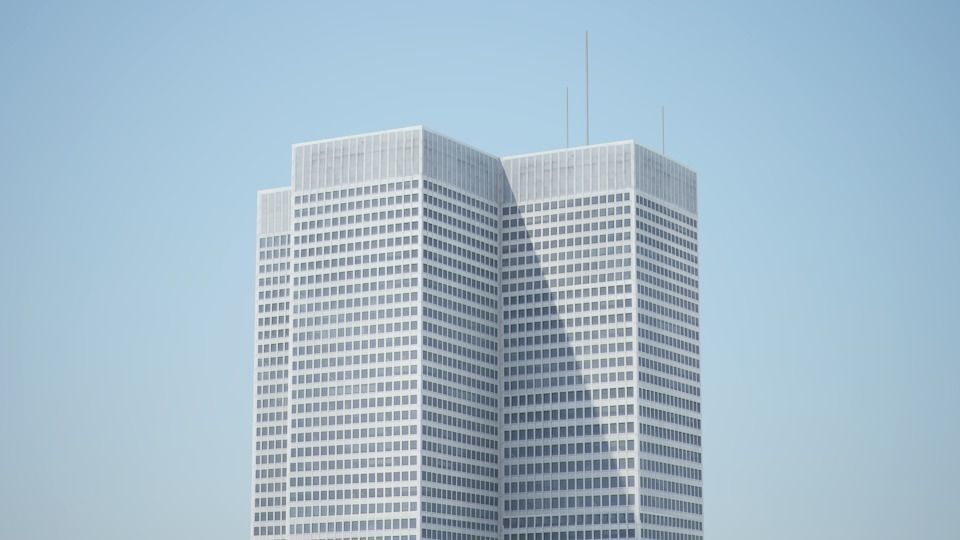 Low poly city with tall buildings Low-poly 3D model_66