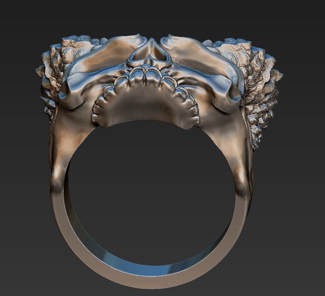 Mens Skull Ring with Horns Silver Skull rings  Size - 20mm 3D print model_9