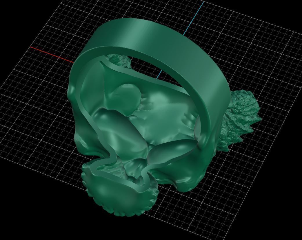 Mens Skull Ring with Horns Silver Skull rings  Size - 20mm 3D print model_15