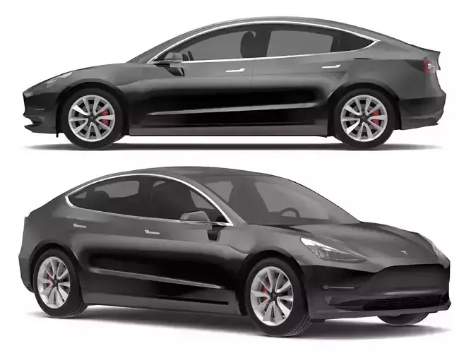 2018 Tesla Model 3 Solid Black 3D model