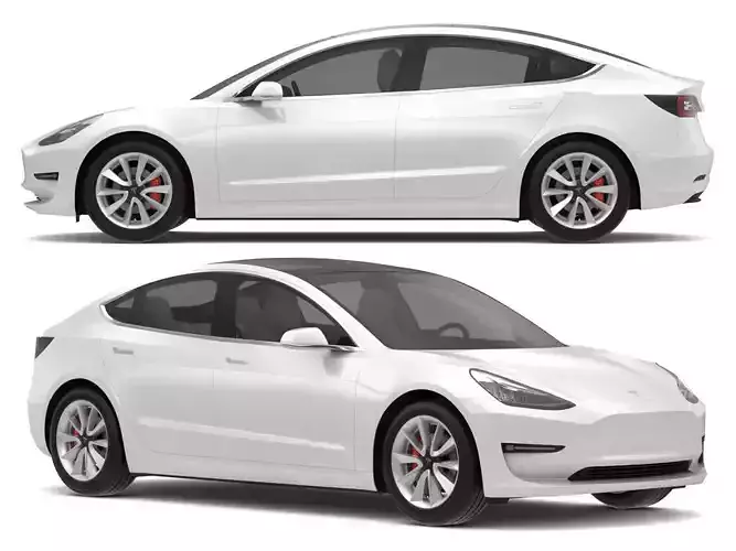 2018 Tesla Model 3 White Multi-Coat  3D model