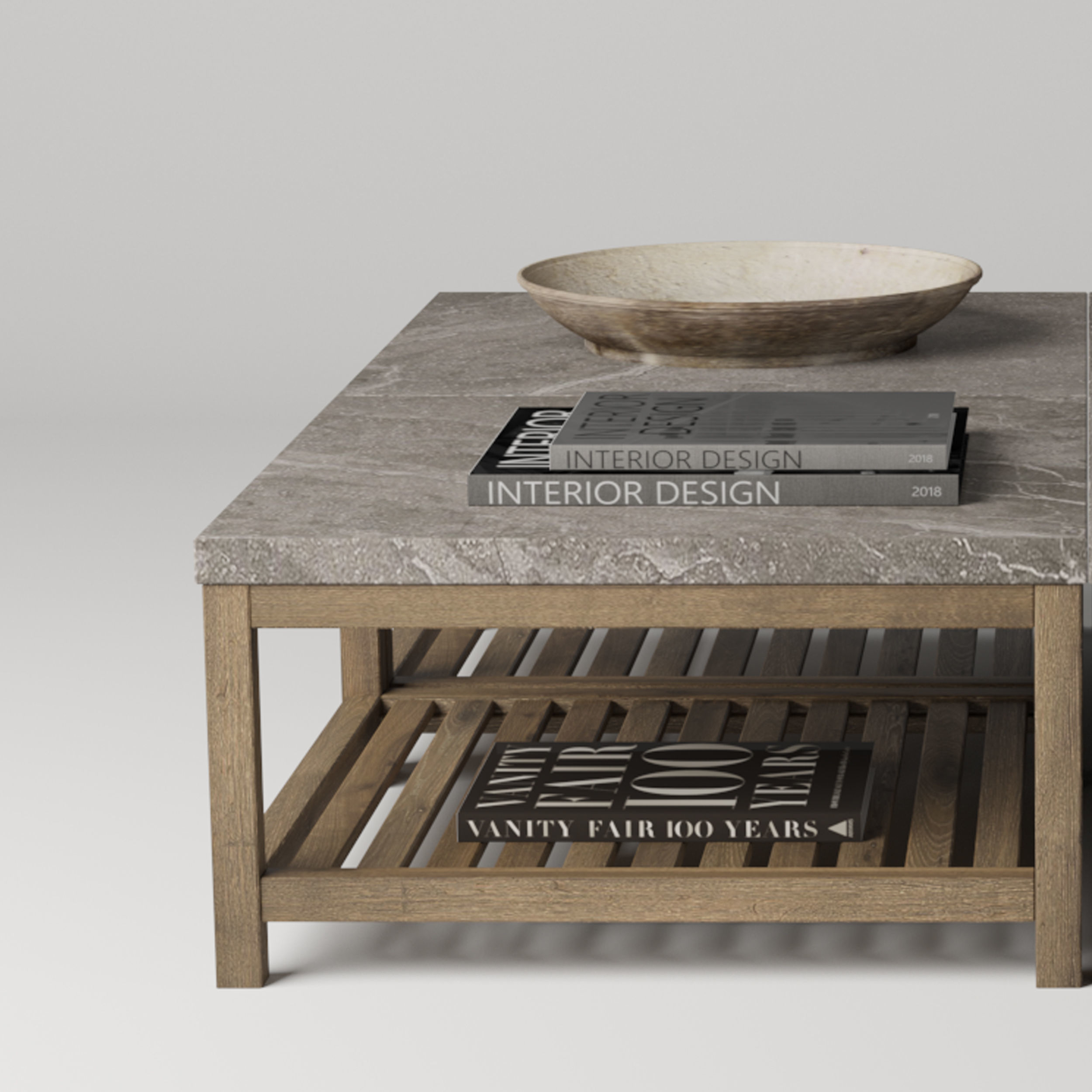 MARVEL STONE TOP RECTANGULAR COFFEE TABLE 3D model_4