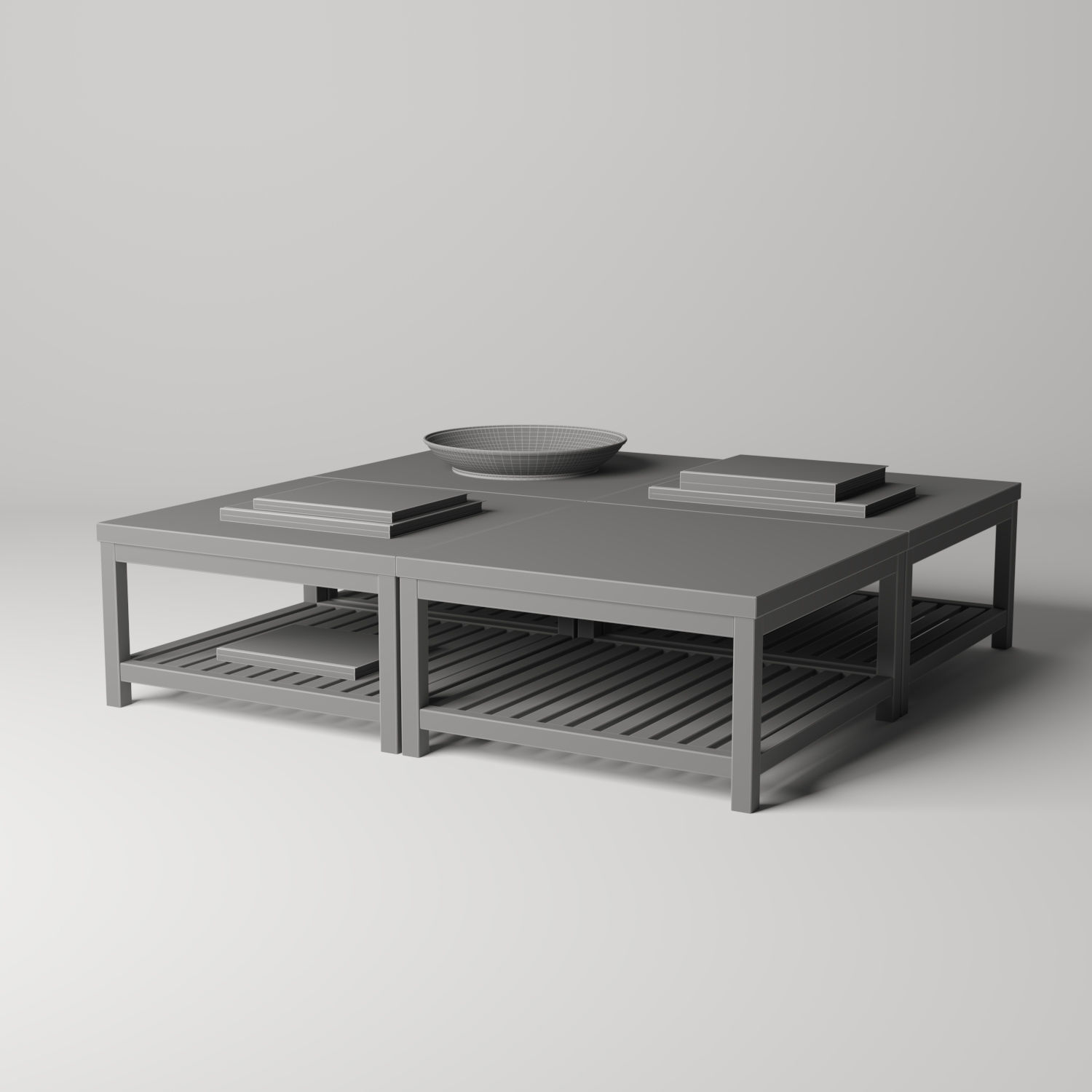 MARVEL STONE TOP RECTANGULAR COFFEE TABLE 3D model_2