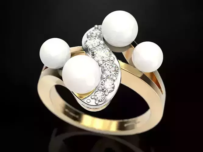 Ring with 4 pearls