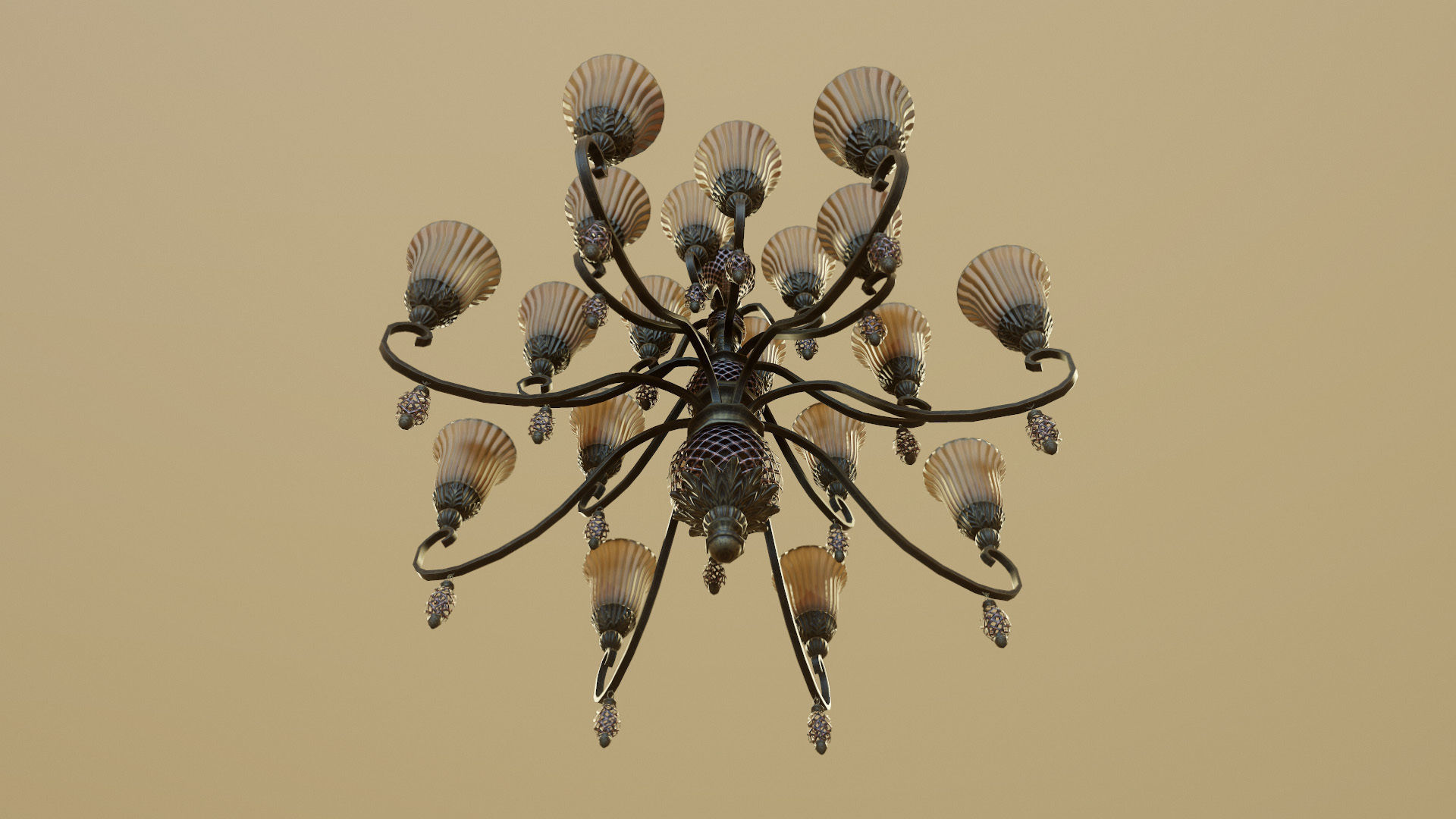 Classic chandelier Low-poly 3D model_3