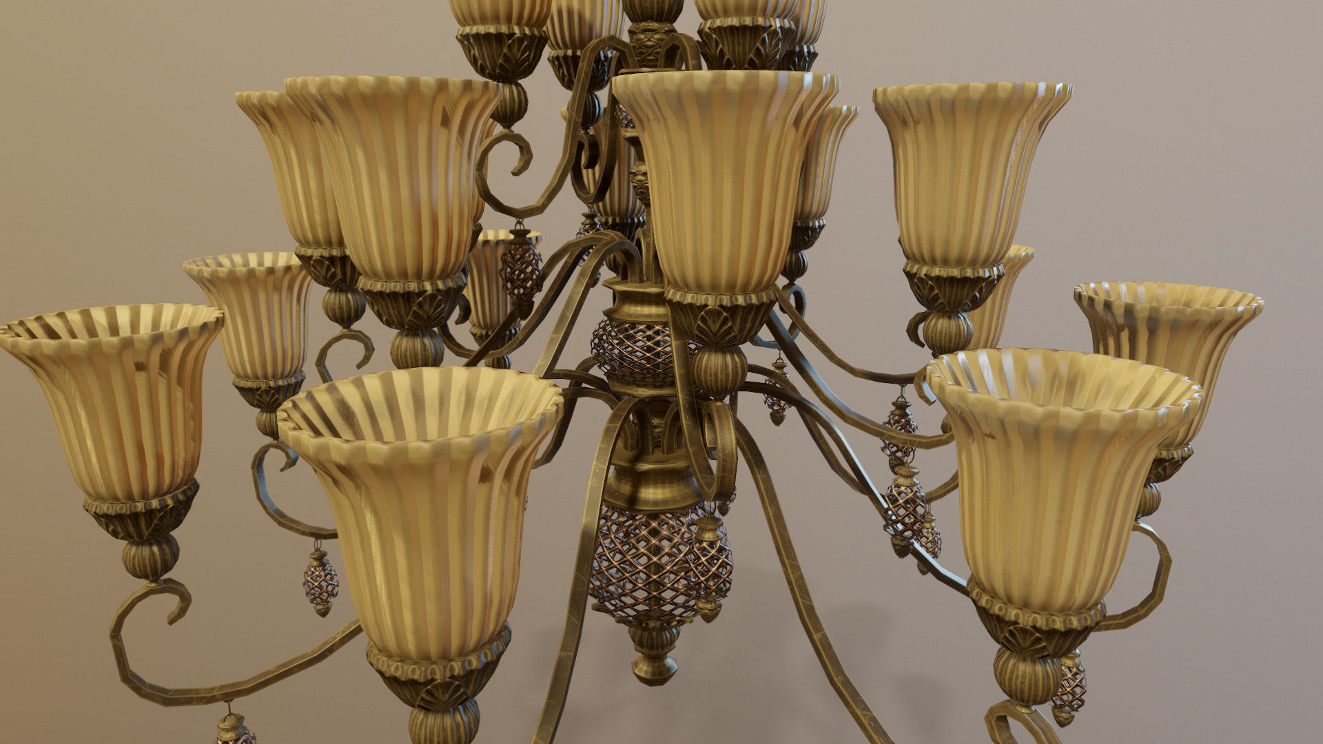 Classic chandelier Low-poly 3D model_5