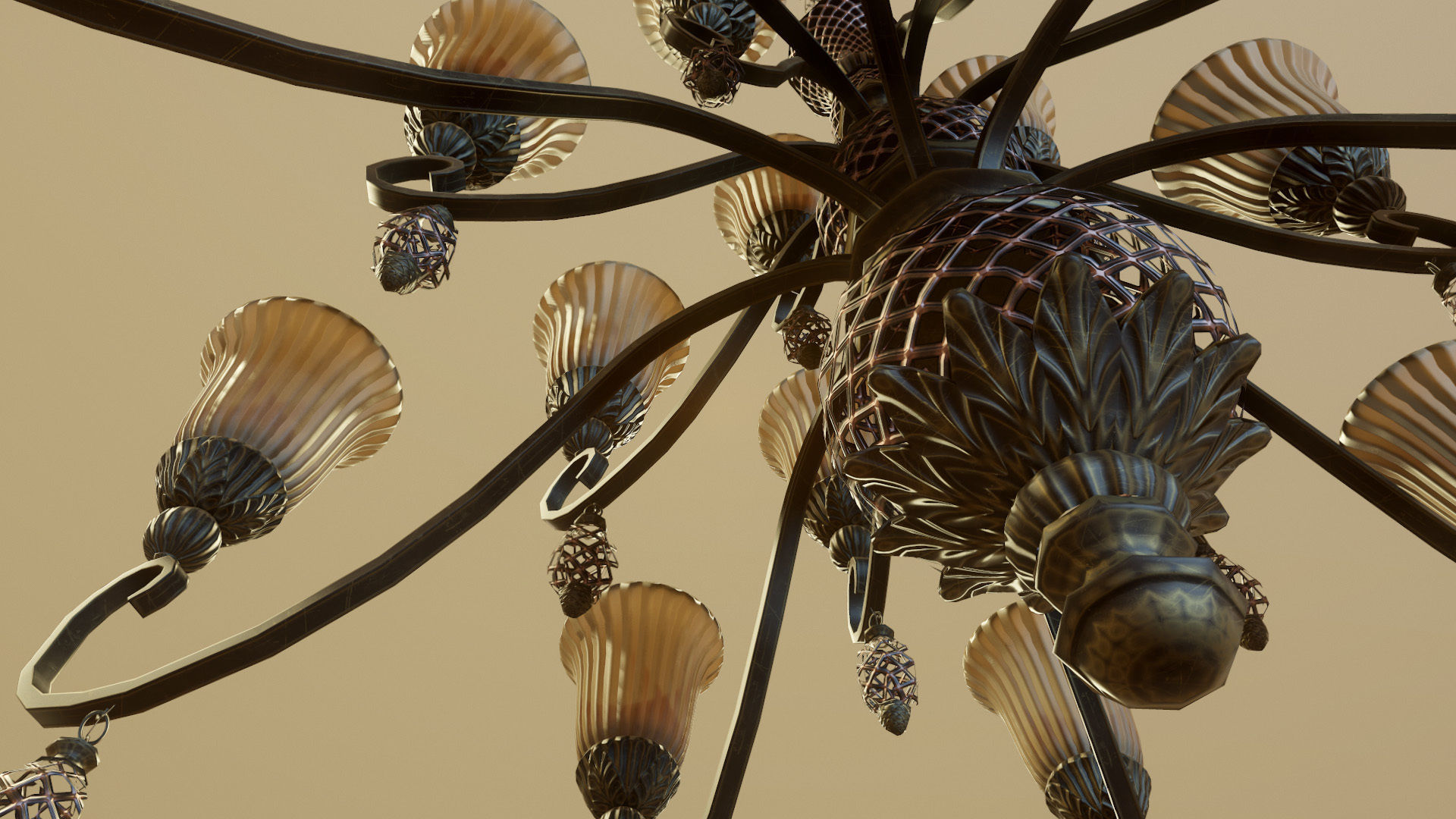 Classic chandelier Low-poly 3D model_4