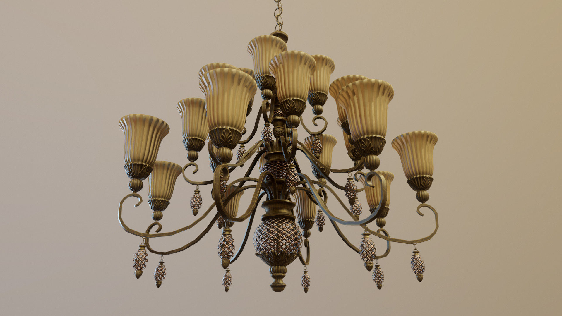 Classic chandelier Low-poly 3D model_2