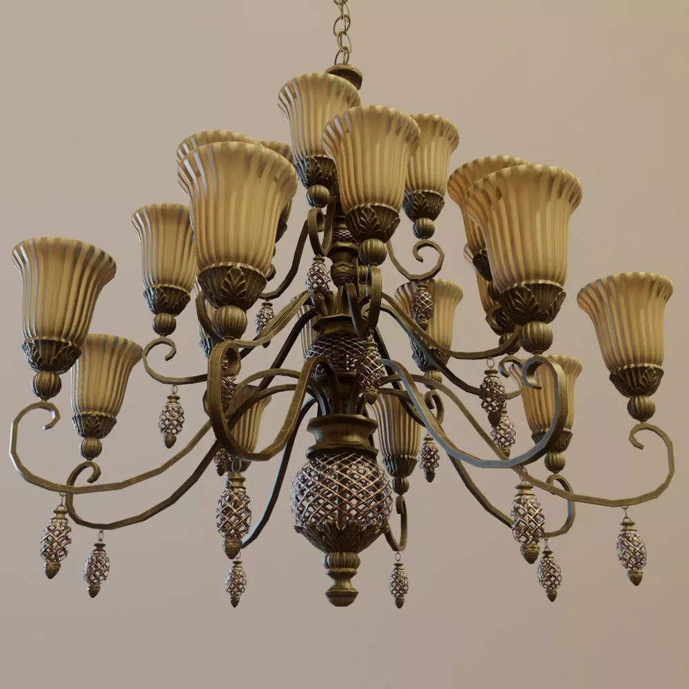 Classic chandelier Low-poly 3D model_0