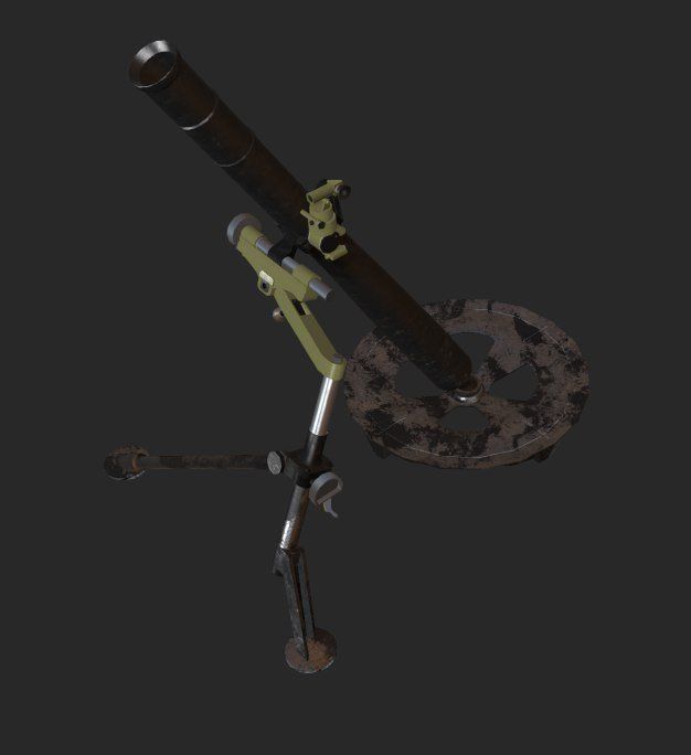 L16a2 Mortar 81mm Low-poly 3D model_2
