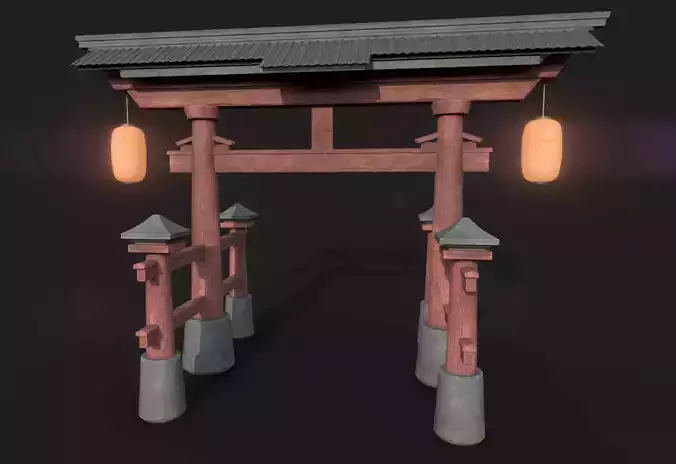 Japanese Shrine Gate Torri Low-poly 3D model