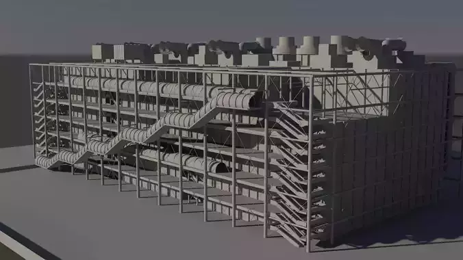 Center George Pompidou Paris Low-poly 3D model