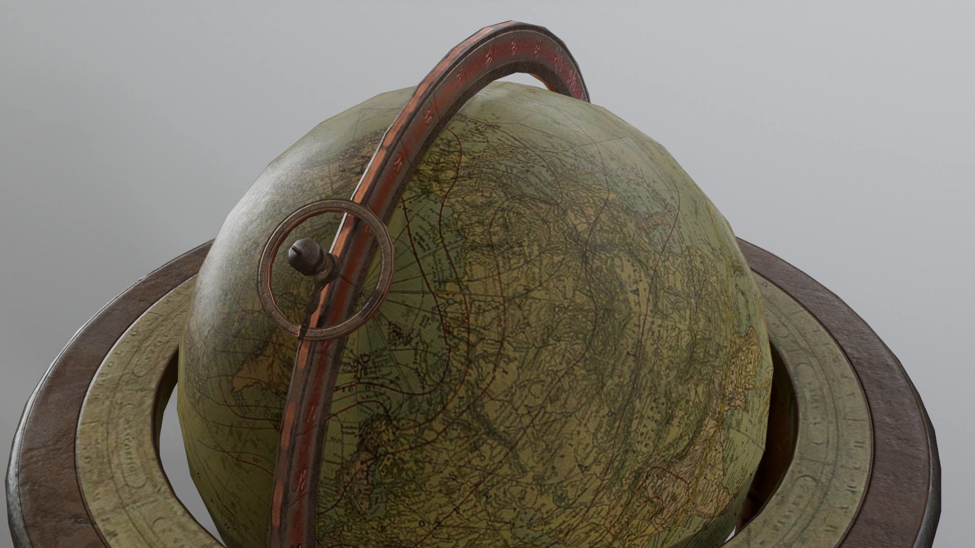 Antique world globe Low-poly 3D model_4