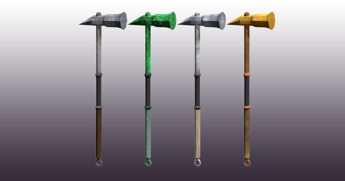 Lowpoly one-handed hammer pack Low-poly 3D model_6