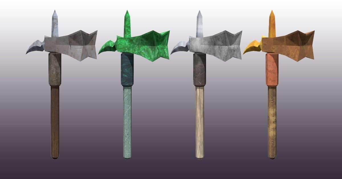 Lowpoly one-handed hammer pack Low-poly 3D model_8