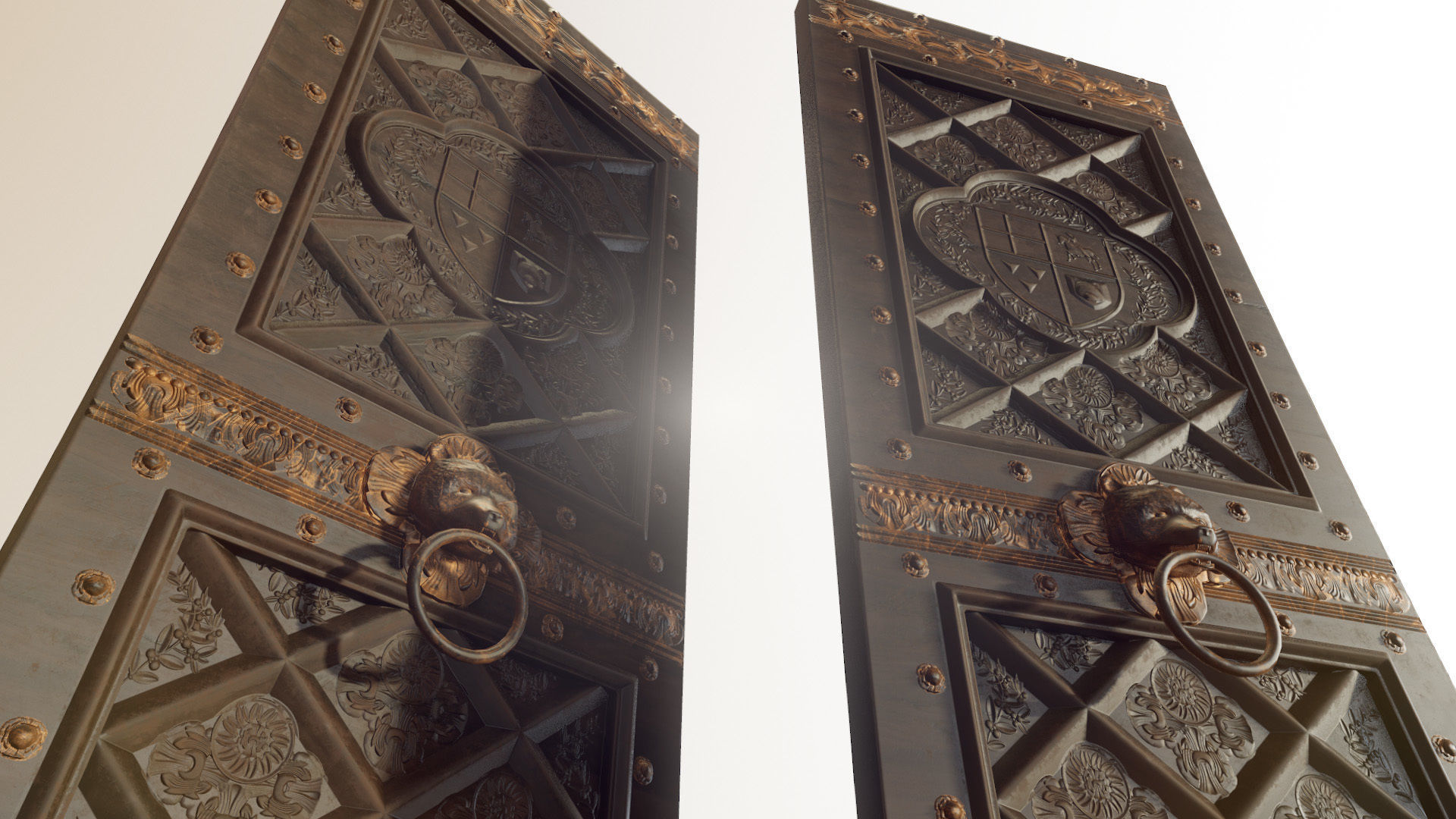 Ornate door Low-poly 3D model_1