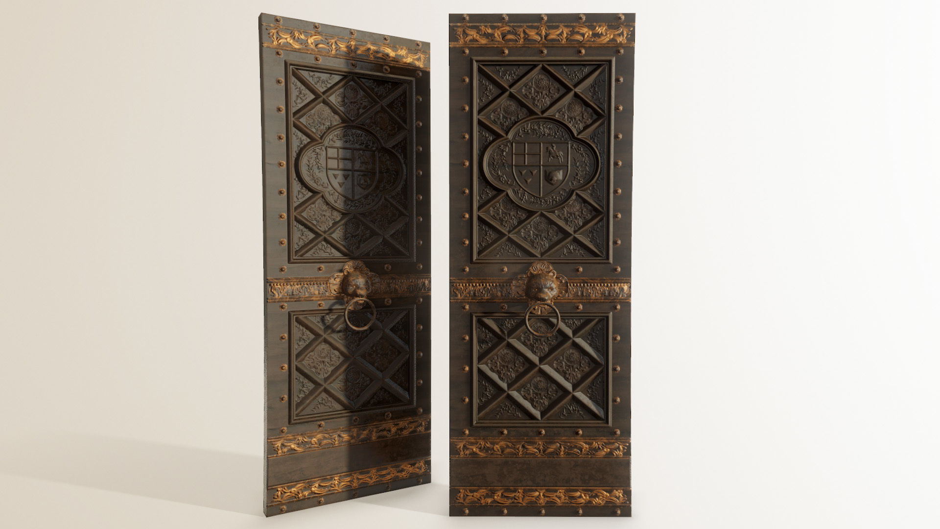 Ornate door Low-poly 3D model_3