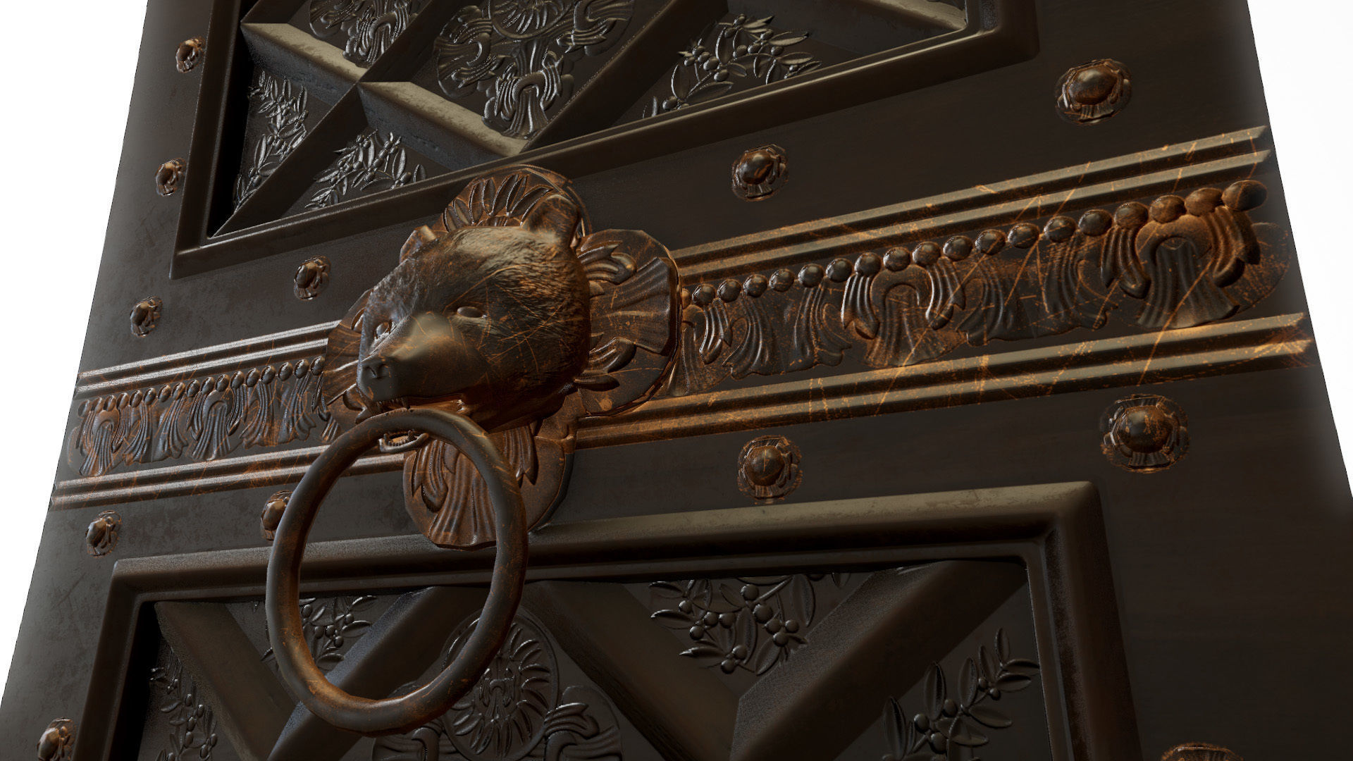 Ornate door Low-poly 3D model_4