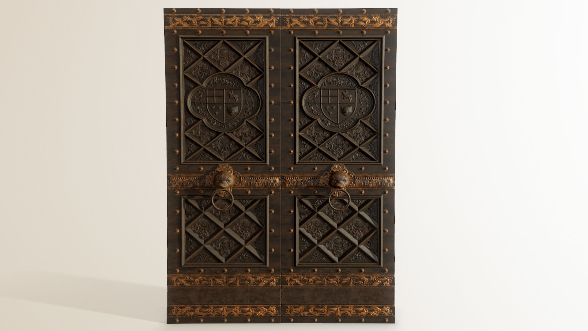 Ornate door Low-poly 3D model_2