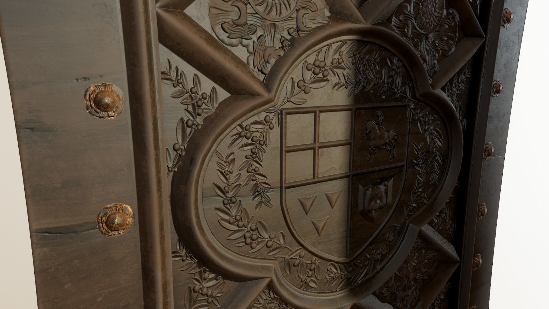 Ornate door Low-poly 3D model_5