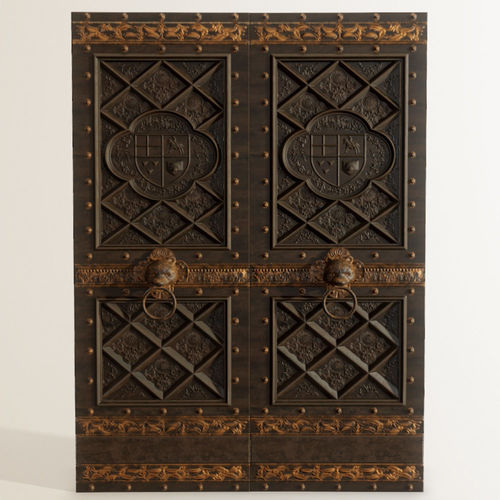 Ornate door Low-poly 3D model