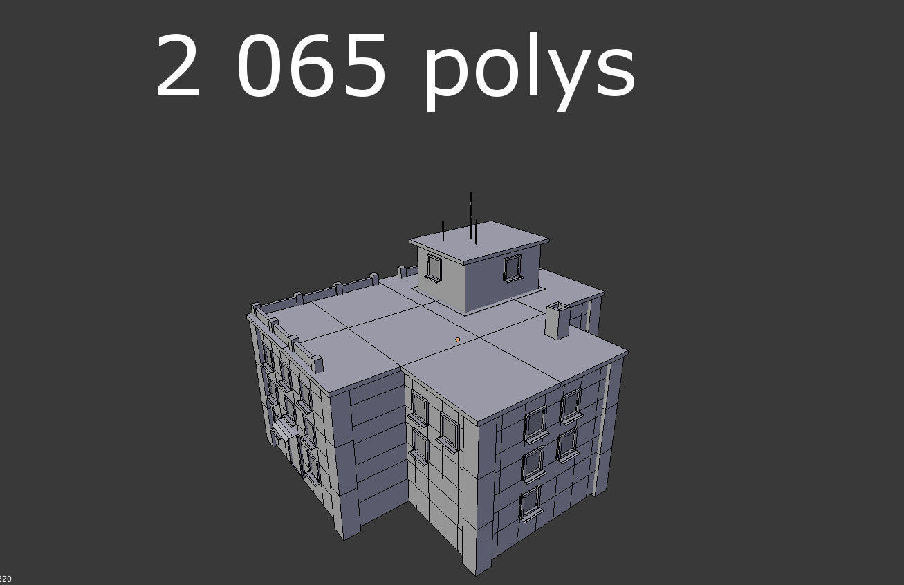 low poly building 2 Low-poly 3D model_4