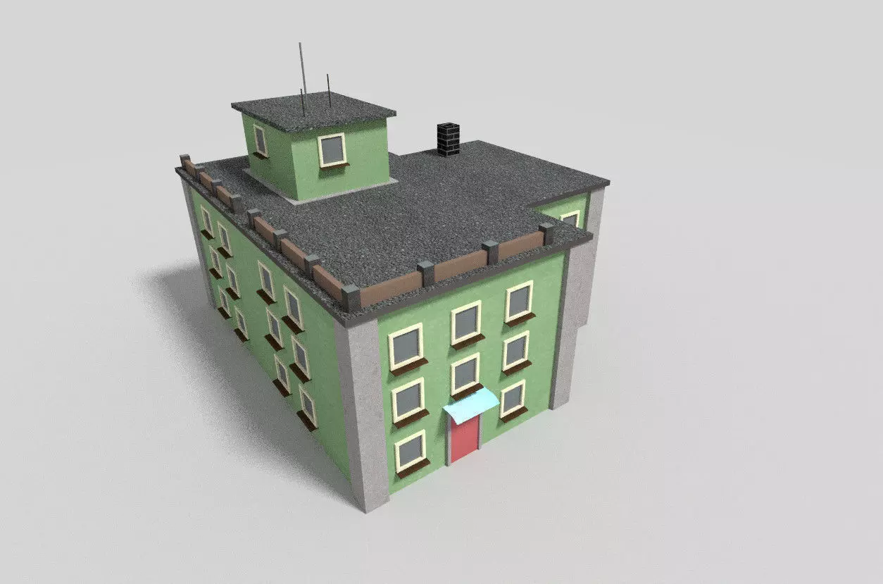 low poly building 2 Low-poly 3D model_0