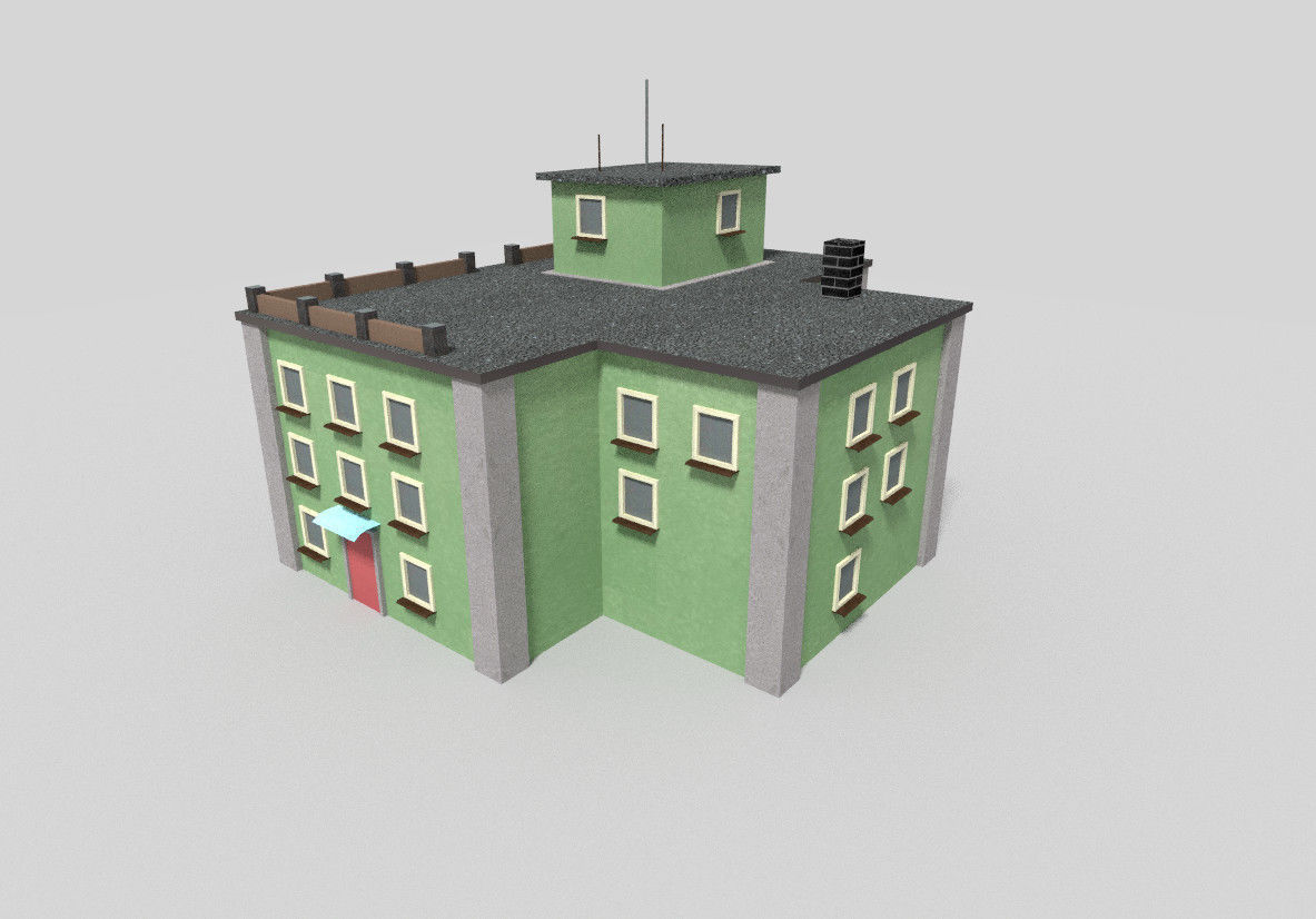 low poly building 2 Low-poly 3D model_2