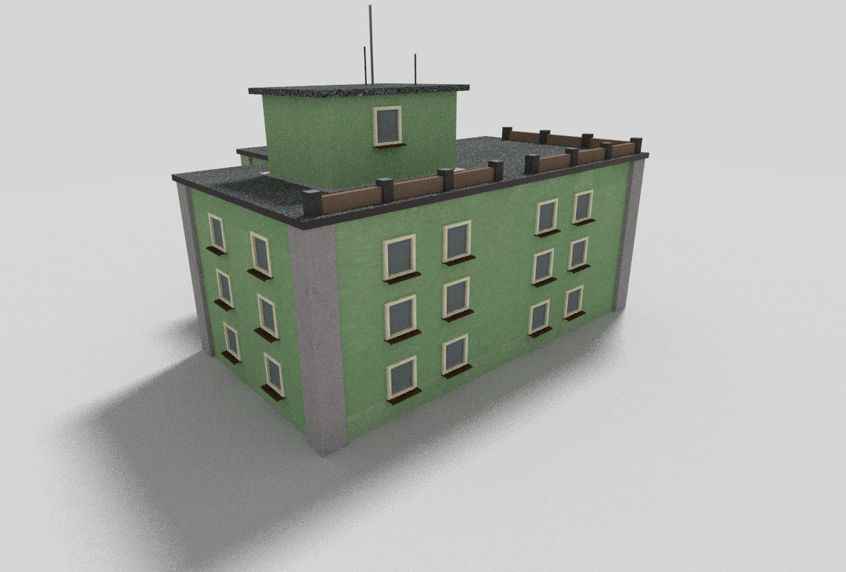 low poly building 2 Low-poly 3D model_3