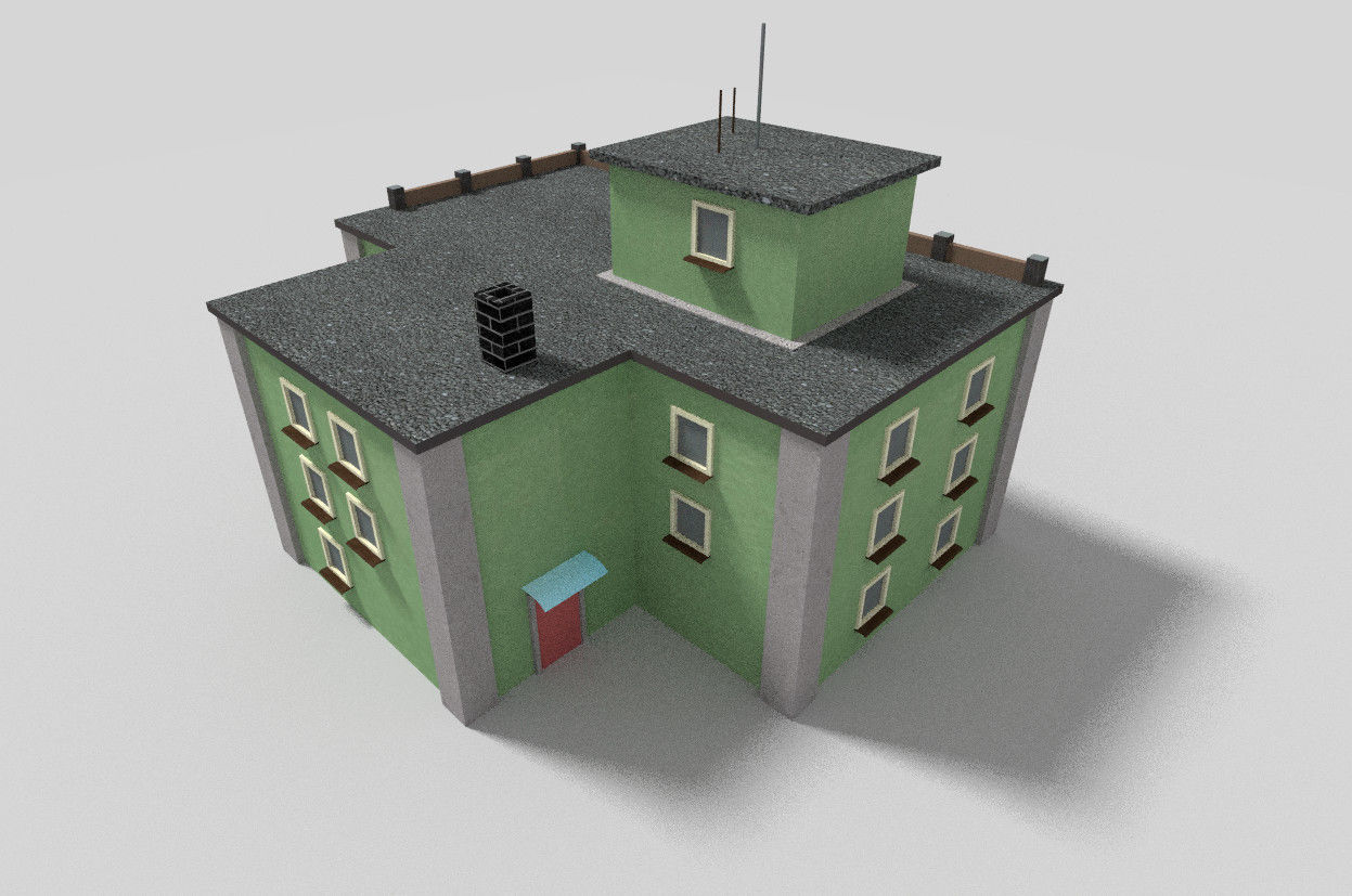 low poly building 2 Low-poly 3D model_1