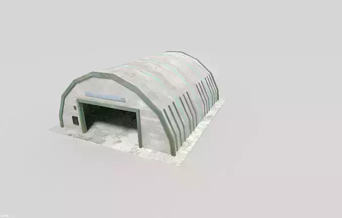low poly military hangar