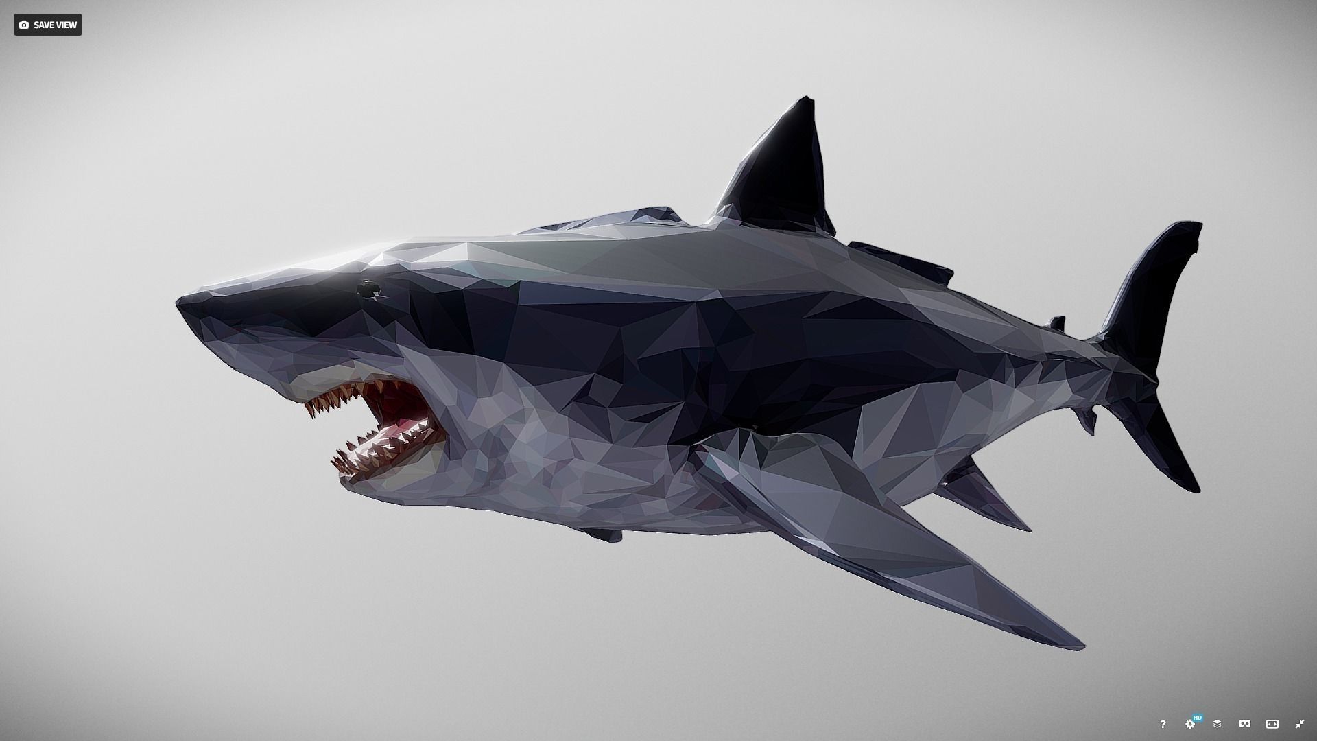Dark Shark Low Polygon Art Ocean Fish Low-poly 3D model_19