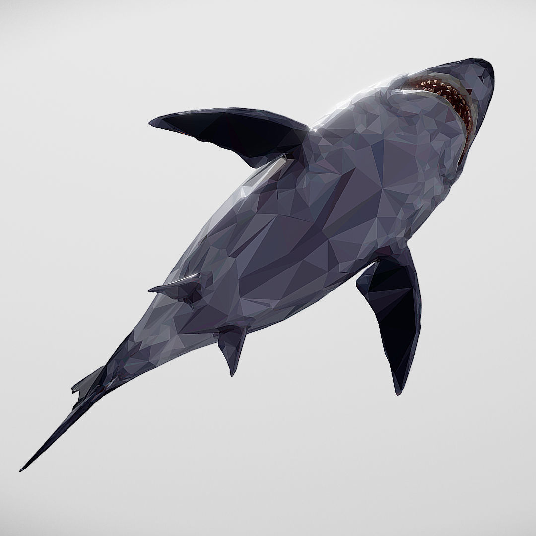 Dark Shark Low Polygon Art Ocean Fish Low-poly 3D model_10